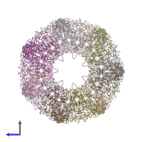 PDB entry 3cau coloured by chain, side view.