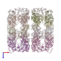 PDB entry 3cau coloured by chain, top view.