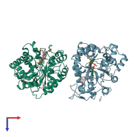 PDB entry 3cav coloured by chain, top view.