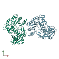 PDB entry 3caw coloured by chain, front view.
