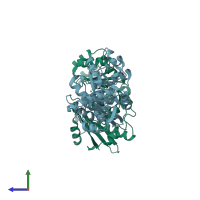 PDB entry 3caw coloured by chain, side view.