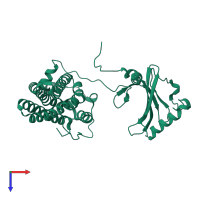 PDB entry 3cax coloured by chain, top view.