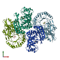 PDB entry 3cb3 coloured by chain, front view.