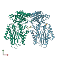 PDB entry 3cb5 coloured by chain, front view.