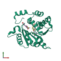 PDB entry 3cbg coloured by chain, front view.