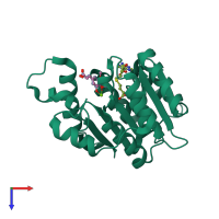 PDB entry 3cbg coloured by chain, top view.