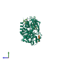 PDB entry 3cbl coloured by chain, side view.