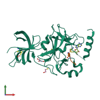 PDB entry 3cbo coloured by chain, front view.