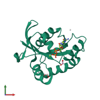 PDB entry 3cbq coloured by chain, front view.