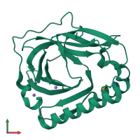 PDB entry 3cbt coloured by chain, front view.