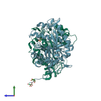 PDB entry 3cbw coloured by chain, side view.