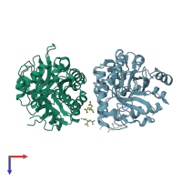 PDB entry 3cbw coloured by chain, top view.