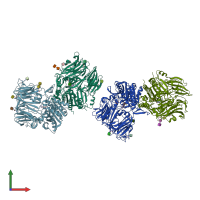 PDB entry 3ccc coloured by chain, front view.