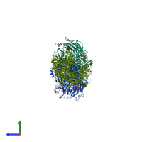 PDB entry 3ccc coloured by chain, side view.