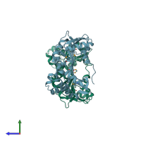 PDB entry 3ccf coloured by chain, side view.