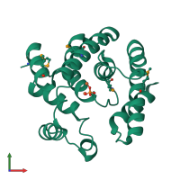 PDB entry 3ccg coloured by chain, front view.