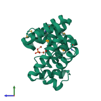 PDB entry 3ccg coloured by chain, side view.