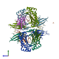 PDB entry 3cch coloured by chain, side view.