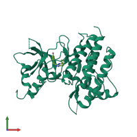 PDB entry 3ccn coloured by chain, front view.