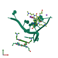 PDB entry 3cco coloured by chain, front view.