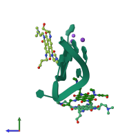 PDB entry 3cco coloured by chain, side view.