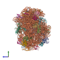 PDB entry 3ccs coloured by chain, side view.