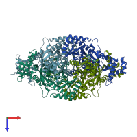 PDB entry 3ccw coloured by chain, top view.