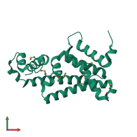 PDB entry 3ccy coloured by chain, front view.
