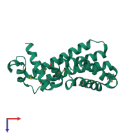PDB entry 3ccy coloured by chain, top view.