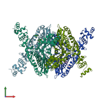 PDB entry 3cd0 coloured by chain, front view.
