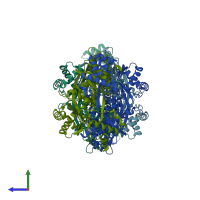 PDB entry 3cd0 coloured by chain, side view.