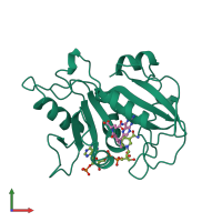 PDB entry 3cd2 coloured by chain, front view.
