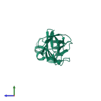 PDB entry 3cd4 coloured by chain, side view.