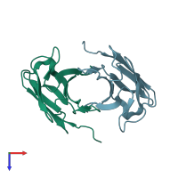 PDB entry 3cdc coloured by chain, top view.