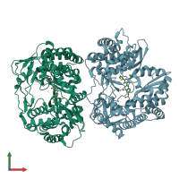 PDB entry 3cde coloured by chain, front view.