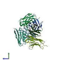 PDB entry 3cdf coloured by chain, side view.