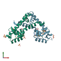 PDB entry 3cdh coloured by chain, front view.