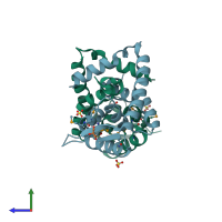 PDB entry 3cdh coloured by chain, side view.