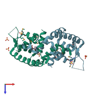 PDB entry 3cdh coloured by chain, top view.