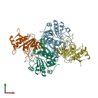 PDB entry 3cdk coloured by chain, front view.