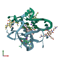 PDB entry 3cdm coloured by chain, front view.