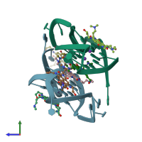 PDB entry 3cdm coloured by chain, side view.
