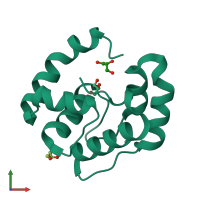 PDB entry 3cdn coloured by chain, front view.