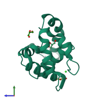 PDB entry 3cdn coloured by chain, side view.