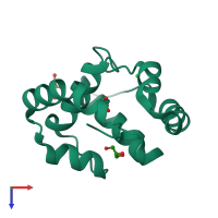 PDB entry 3cdn coloured by chain, top view.
