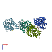 PDB entry 3cdo coloured by chain, top view.