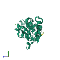 PDB entry 3cdr coloured by chain, side view.