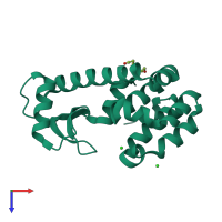 PDB entry 3cdr coloured by chain, top view.