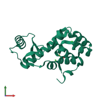 PDB entry 3cdt coloured by chain, front view.