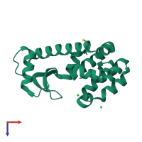 PDB entry 3cdt coloured by chain, top view.